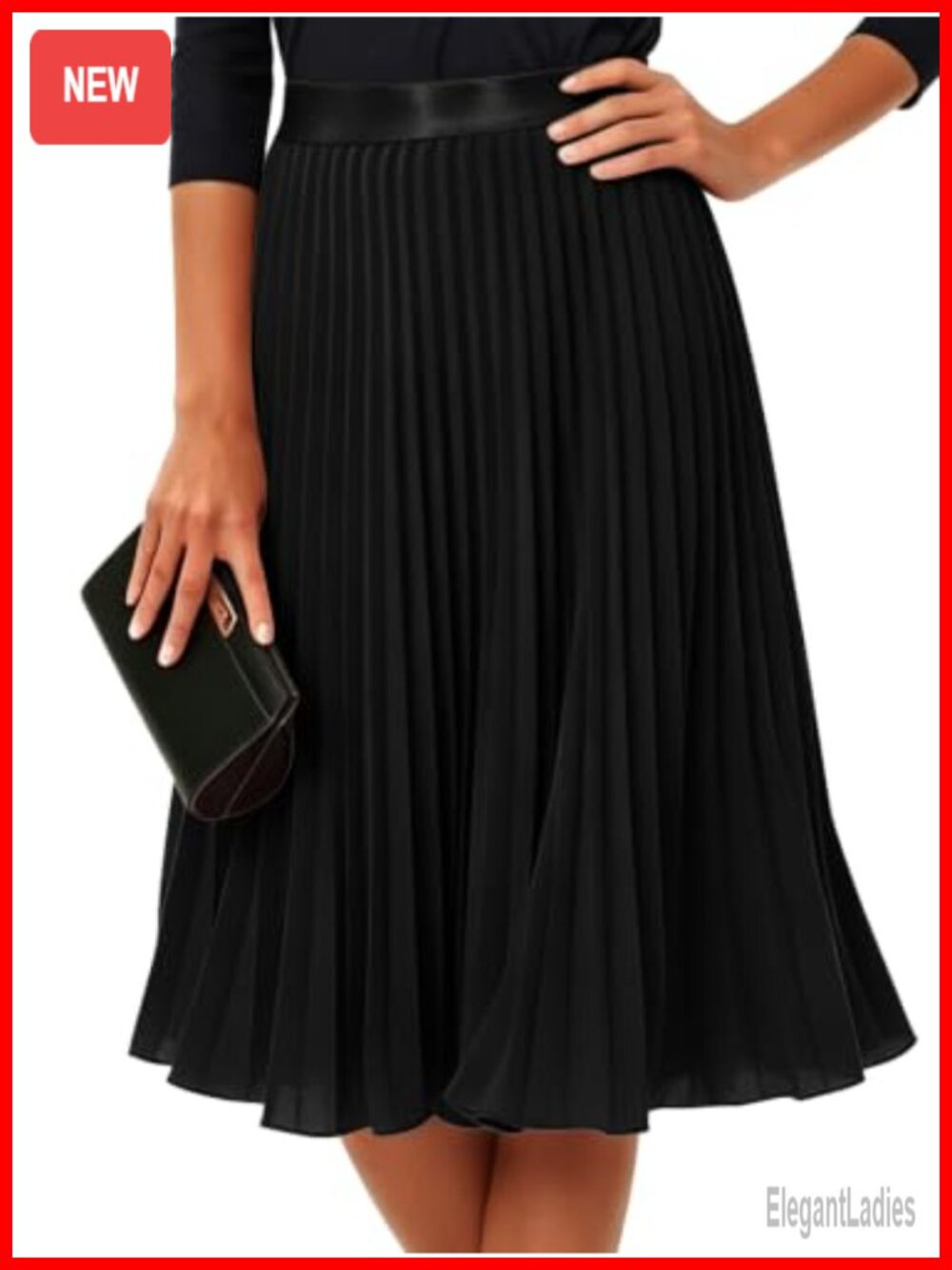 Pleated Midi Skirt Chiffon Lined High Waist A Line Flowy Skirt